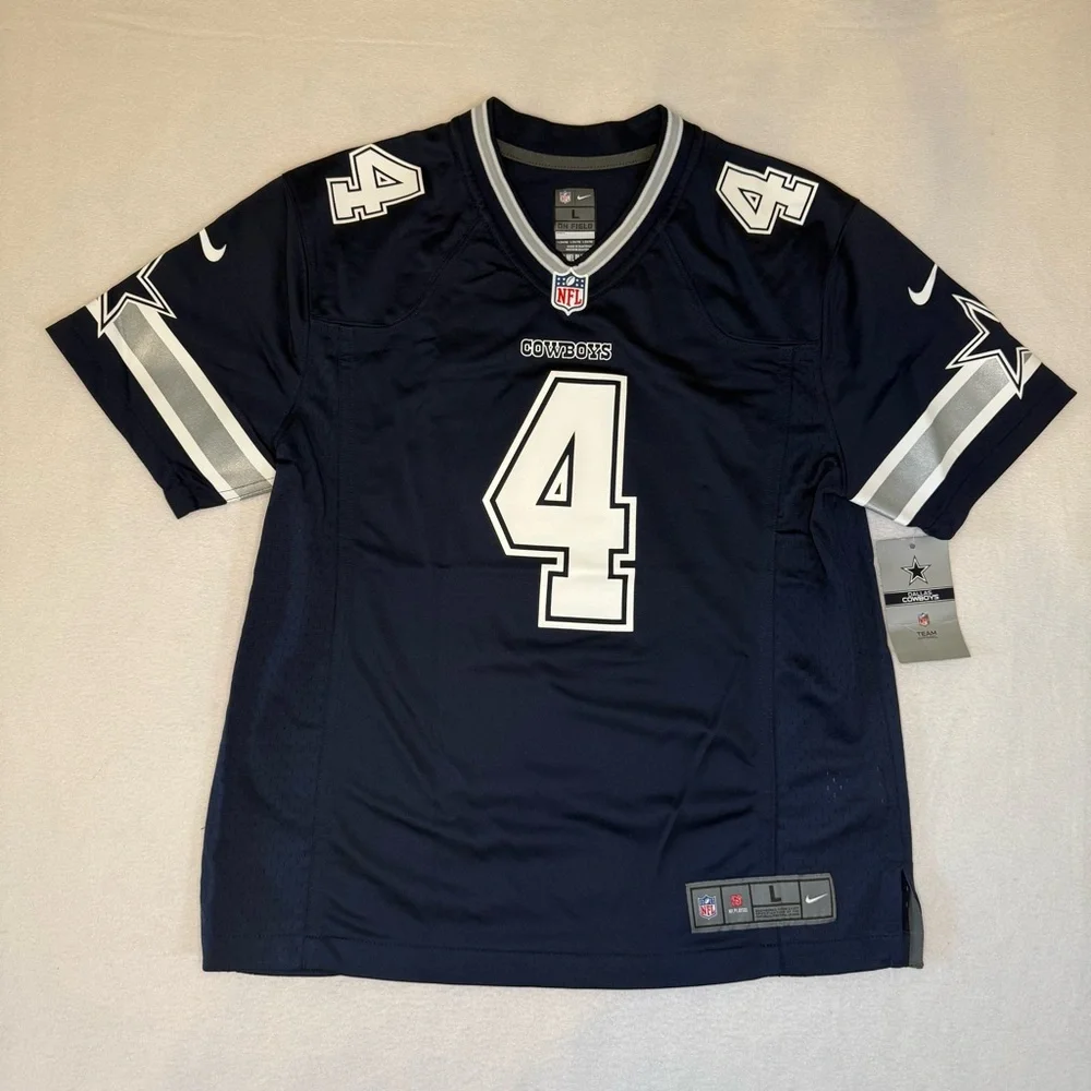 NWT NFL Nike Cowboys Dak Prescott Navy Blue Jersey Youth L 14/16‎